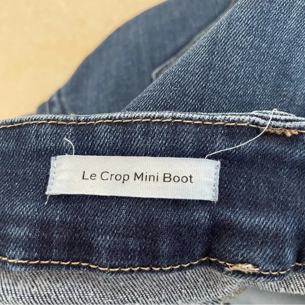 Frame Blue Cotton Blend Le Crop Mini Boot Jeans 37594